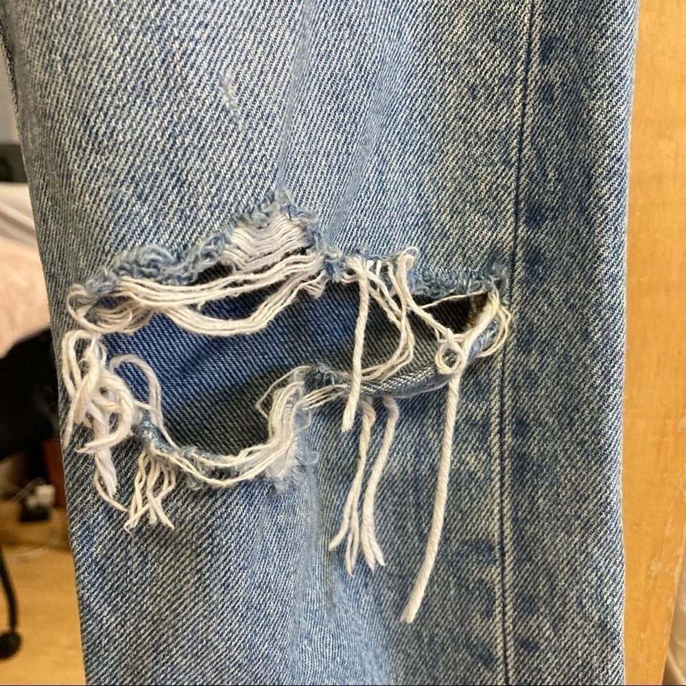 LEVI'S 501 High Rise Skinny Leg Button Fly Distressed Jeans Size 24 - Picture 10 of 16